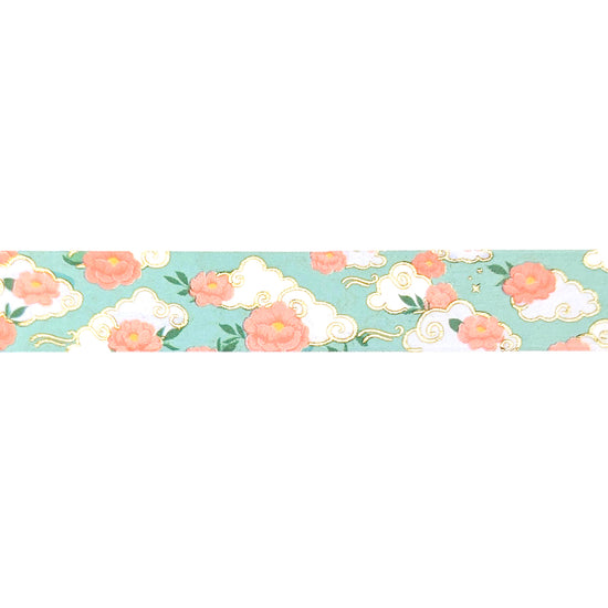 Moon Festival 2.0 Floral & Cloud washi (15mm + light gold foil)