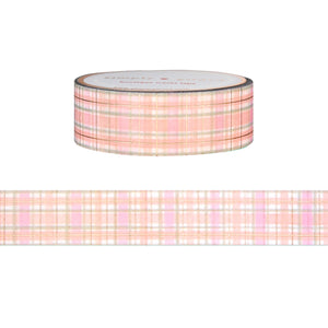 Autumn Blush Plaid washi (15mm + satin gold foil)