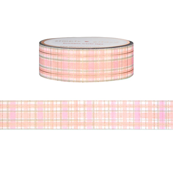 Autumn Blush Plaid washi (15mm + satin gold foil)