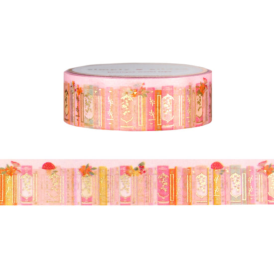 Autumn Blush Bookshelf washi (15mm + satin gold foil)