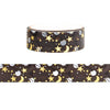 Halloween Confetti Glitter Black washi (15mm + light gold foil)