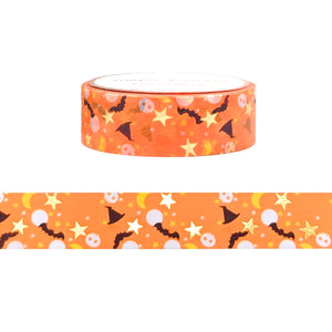 Halloween Confetti Glitter Candy Corn washi (15mm + light gold foil)