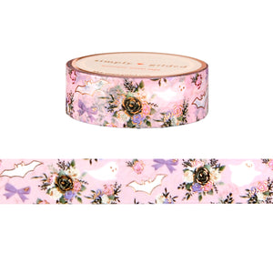 Floral Halloween Pattern washi (15mm + rose gold foil)