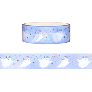 Floral Halloween Ghosties washi (15mm + rose gold foil / sparkle star overlay)
