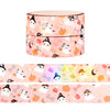 Ghost Friends Pattern washi set of 2 (15mm + rose gold foil /iridescent overlay)