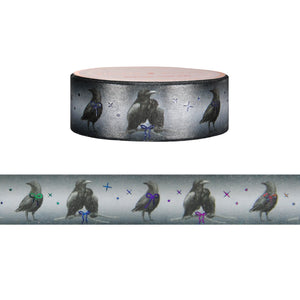 Midnight Hollow Crows washi (15mm + black holographic foil)