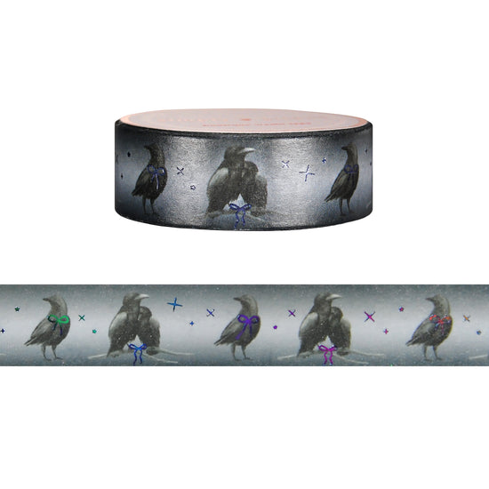 Midnight Hollow Crows washi (15mm + black holographic foil)