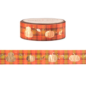 Rustic Fall Pumpkins washi (15mm + rose gold foil)