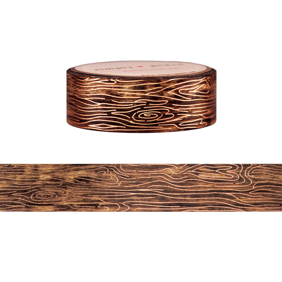 Rustic Fall Wood washi (15mm + rose gold foil)
