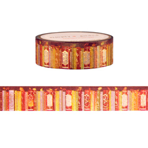 Rustic Fall Bookshelf washi (15mm + rose gold foil)