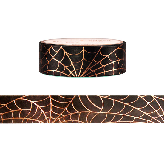 Spooky Silhouettes Spiderwebs washi (15mm + rose gold foil)