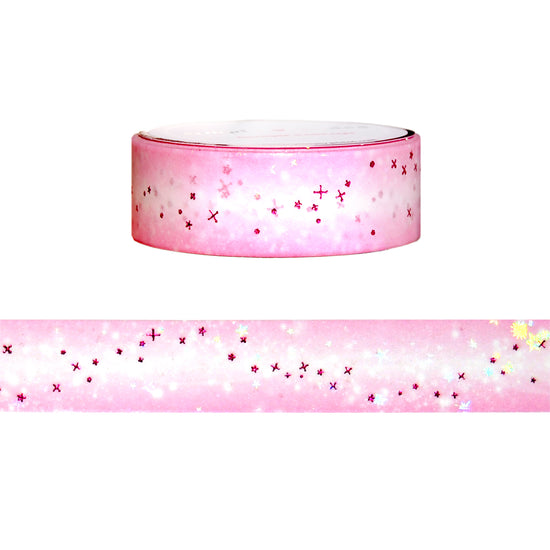 Pink Oz Fairytale Swirl washi (15mm + pink foil / iridescent overlay)