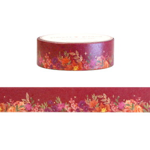 Burgundy Beauty Floral Floor washi (15mm + rose gold foil) - Restock