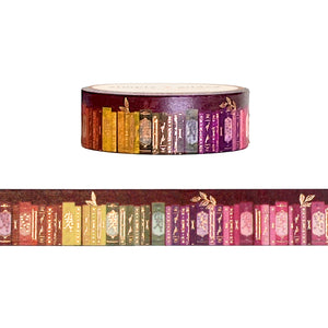 Burgundy Beauty Bookshelf washi (15mm + rose gold foil) - Restock