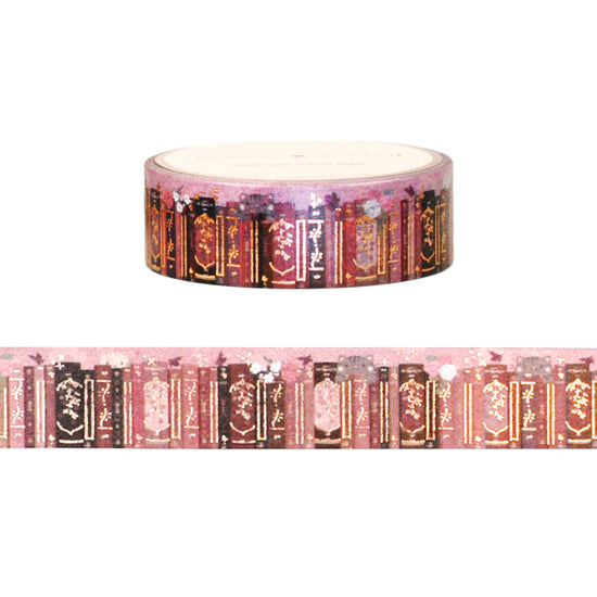 Purrrfect Bookshelf washi (15mm + rose gold foil)