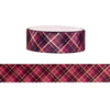 Evergreen Burgundy & Plum Plaid Washi (15mm + light gold foil)