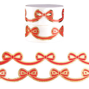 Red Diecut Bow set of 2 washi (15mm + light gold foil)