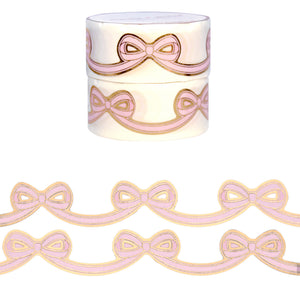 Classic Pink Diecut Bow set of 2 washi (15mm + light gold foil)