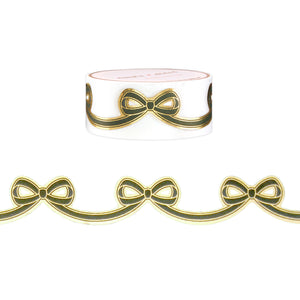 Evergreen Diecut Bow (15mm + light gold foil)