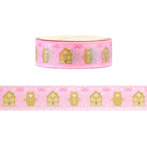 Sugar & Spice Embroidered Gingerbread washi (15mm + light gold foil)