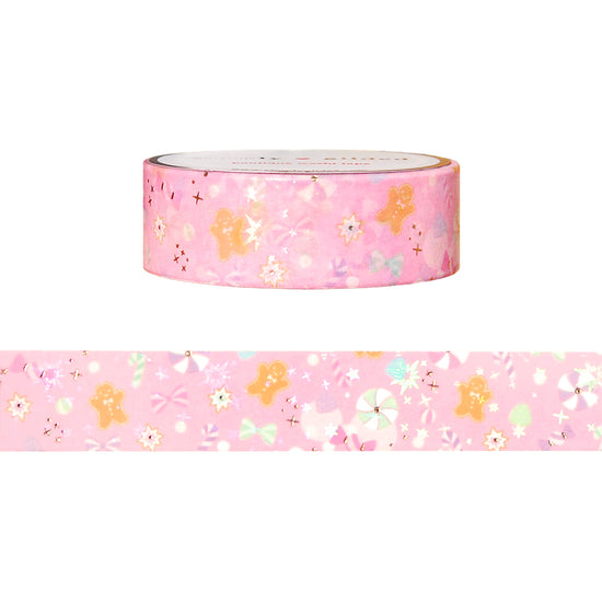 Christmas Candy Pattern washi (15mm + light gold foil / iridescent overlay)