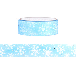 100 Acre Wood in Winter Snowflake washi (15mm + silver foil)