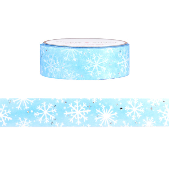 100 Acre Wood in Winter Snowflake washi (15mm + silver foil)