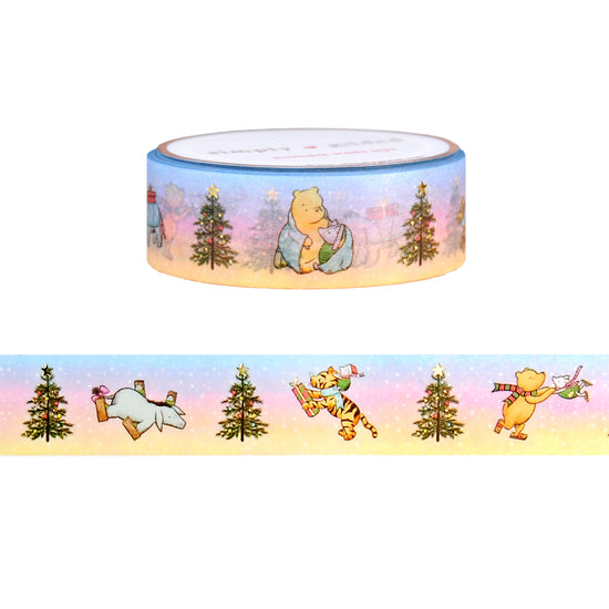 100 Acre Wood in Winter Festive Friends washi (15mm + light gold foil)