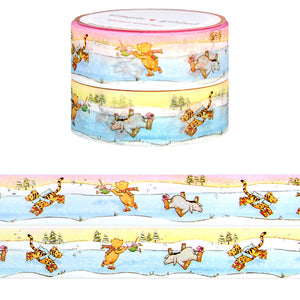 100 Acre Wood in Winter Ice Skating washi set of 2 (15mm + silver foil)