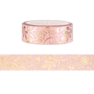 Blush Holiday Paisley washi (15mm + light gold foil)