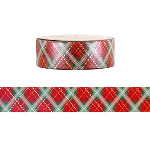 Home for the Holidays Plaid washi (15mm + light gold foil)