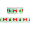 Christmas Cross Stitch Tree & Bow washi (15mm + light gold foil)