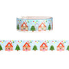 Christmas Cross Stitch Gingerbread House washi (15mm + light gold foil)