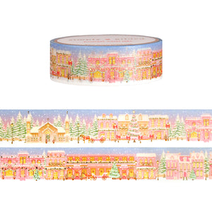 Snowy Village Landscape washi (15mm + light gold foil)