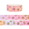 Alpine Blush Snowflake washi (15mm + light gold foil / bubble iridescent overlay)