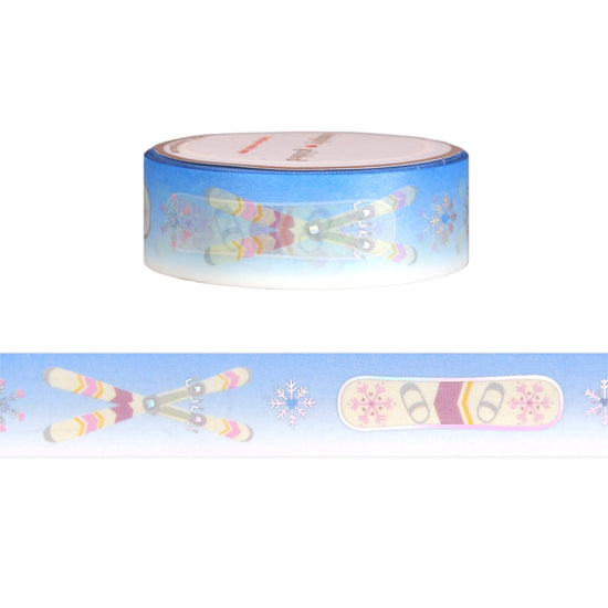 Banff Skis & Snowboards washi (15mm + silver holographic foil)