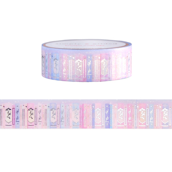 Winter Bookshelf washi (15mm + silver foil)