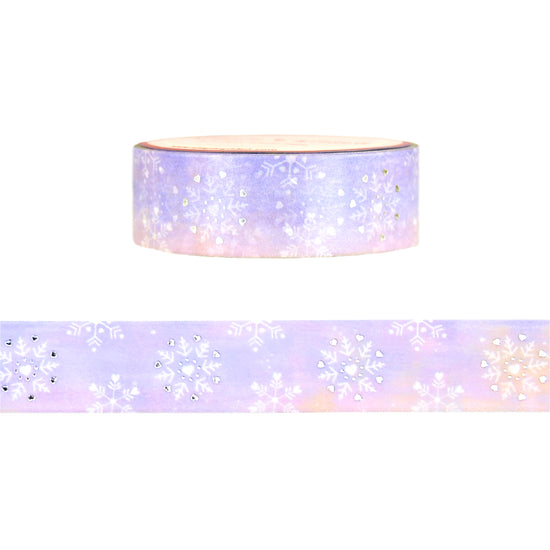 Winter Morning Snowflakes washi (15mm + silver foil)