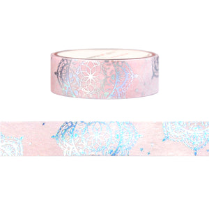 Pink Mandala washi (15mm + silver holographic foil)