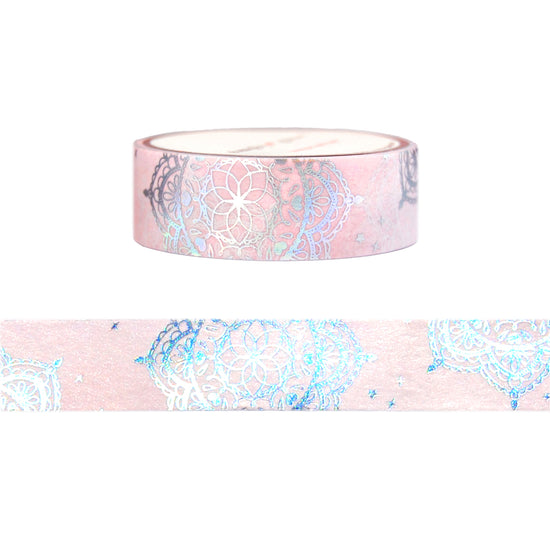 Pink Mandala washi (15mm + silver holographic foil)