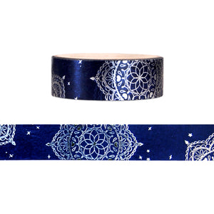 Midnight Mandala washi (15mm + silver foil)