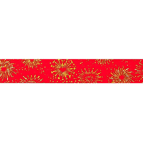 Chinese New Year Fireworks washi (15mm + light gold glitter foil) - Restock