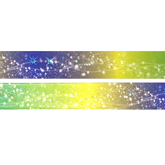 Beguiling Bayou Sparkle Design washi (15mm + light gold holographic foil / iridescent star overlay)