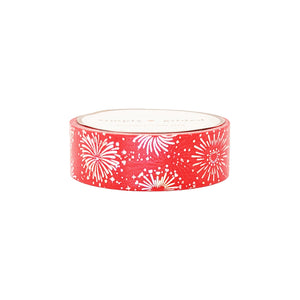 Red Fireworks Washi (15mm + silver holographic sparkler foil) - Restock