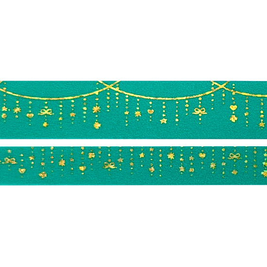 Emerald Twinkle Garland washi set (15/10mm + light gold holographic bubble foil)(Item of the Week)