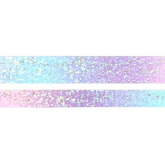 Pastel Mermaid Twinkle Garland washi set (15/10mm + silver holographic bubble foil / bubble glitter overlay)