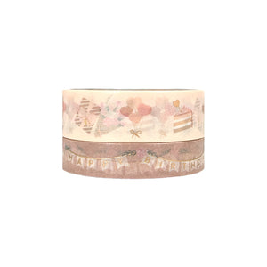 Birthday Wishes washi set (15/10mm + rose gold foil) (Item of the Week)