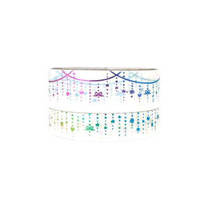 White Rainbow Foil Twinkle Garland washi set (15/10mm + rainbow holographic foil)