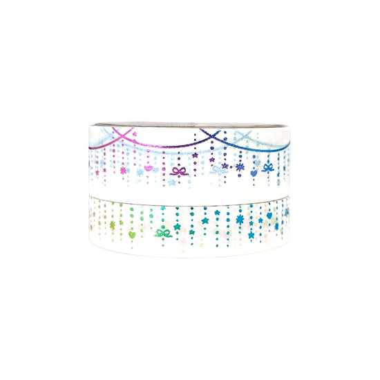 White Rainbow Foil Twinkle Garland washi set (15/10mm + rainbow holographic foil) (Item of the Week)