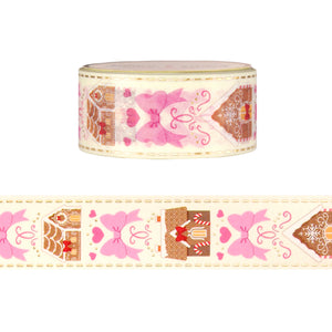 Sweet Gingerbread House & Bow Diecut washi (20mm + light gold foil)